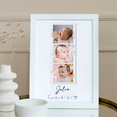 Cadre Polaroïd avec 3 photos et phrase personnalisée pour enfant