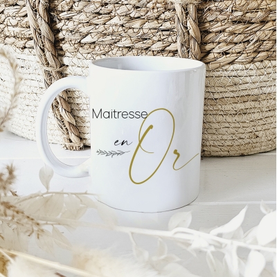 Mug maitresse/instit/prof en or